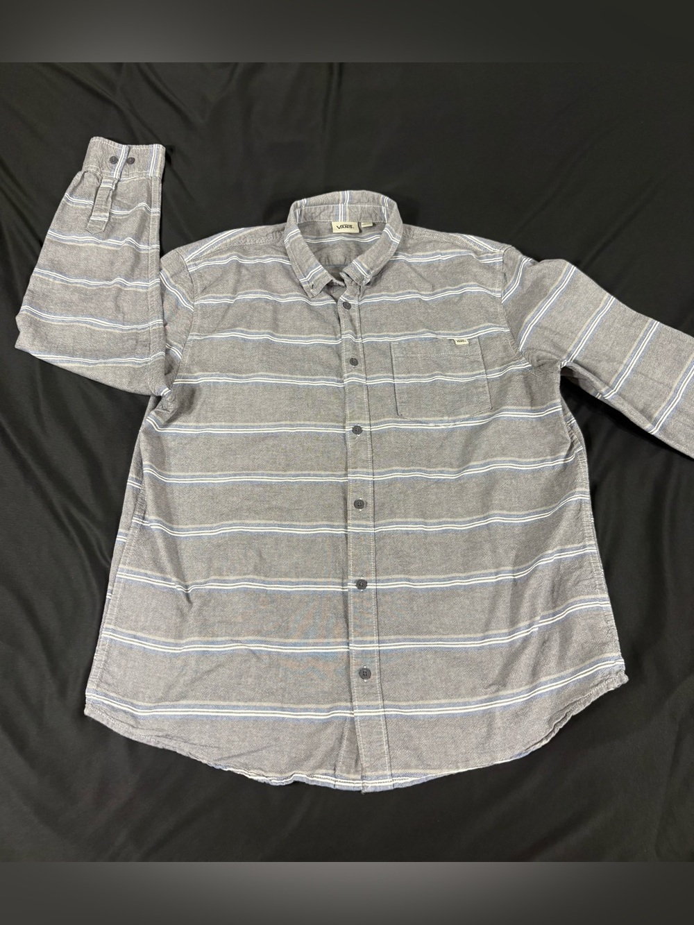 Vans Mens Gray Striped Long Sleeve Button Up Shirt XL